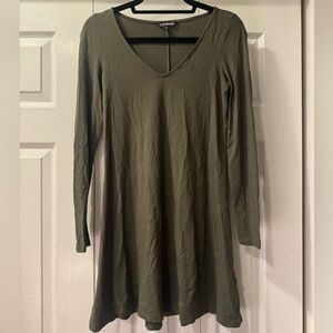 Express Khaki Green Long Sleeve Dress